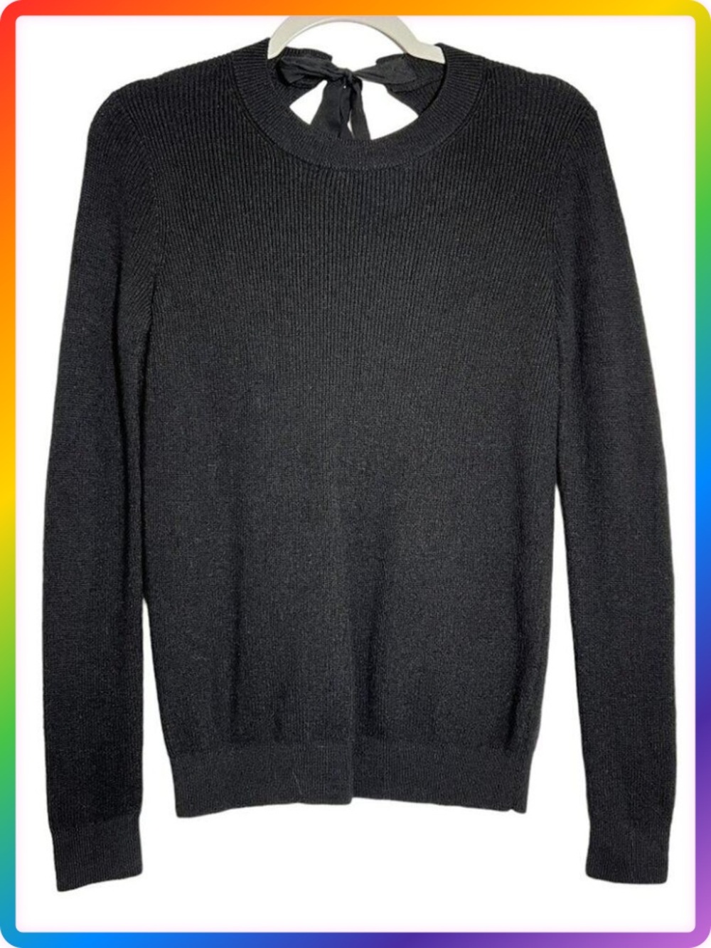 Aritzia Wilfred Open Back Wool Sweater Womens XS Black Keyhole Italian Yarn